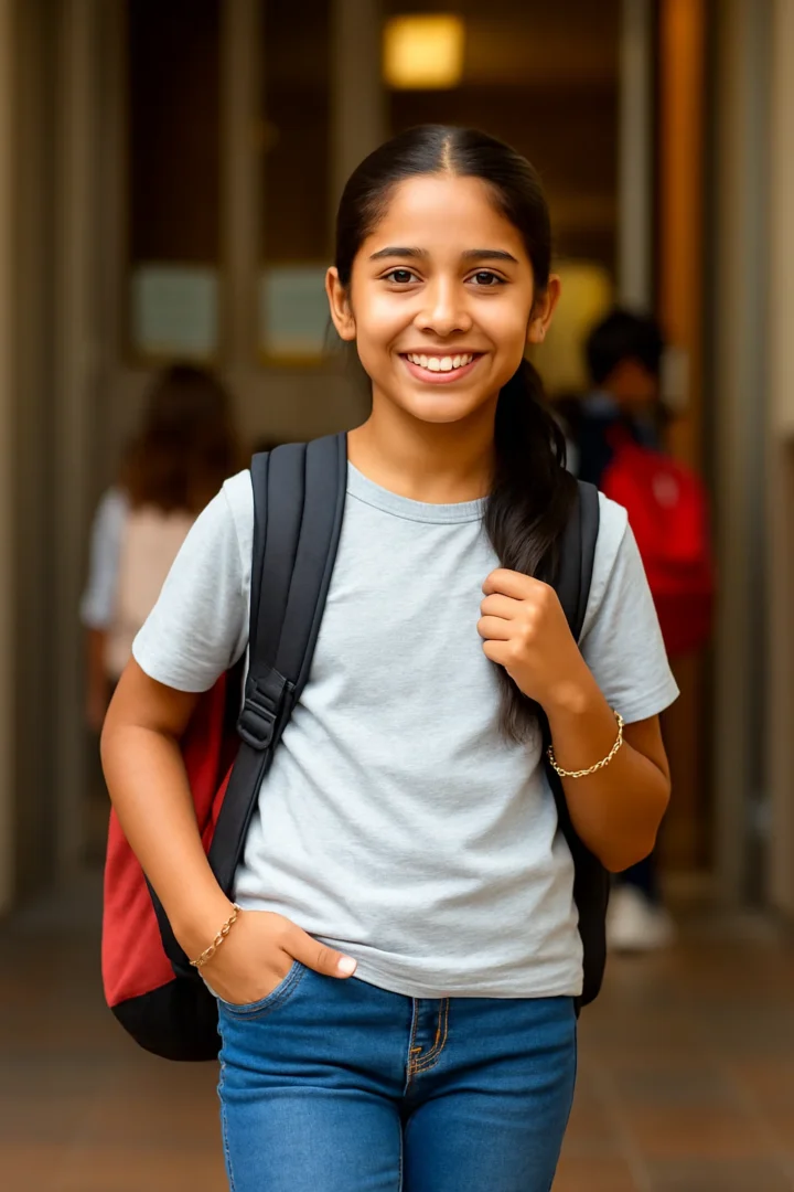 Jeune fille vivant le passage vers le secondaire