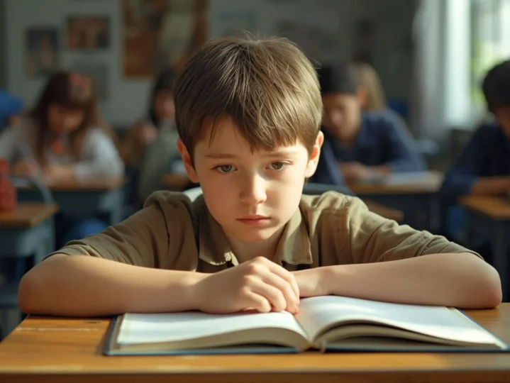 Enfant concentré sur un livre, illustration des défis en lecture.